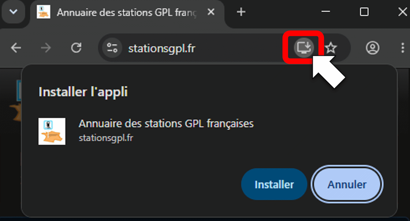 Installer avec Chrome