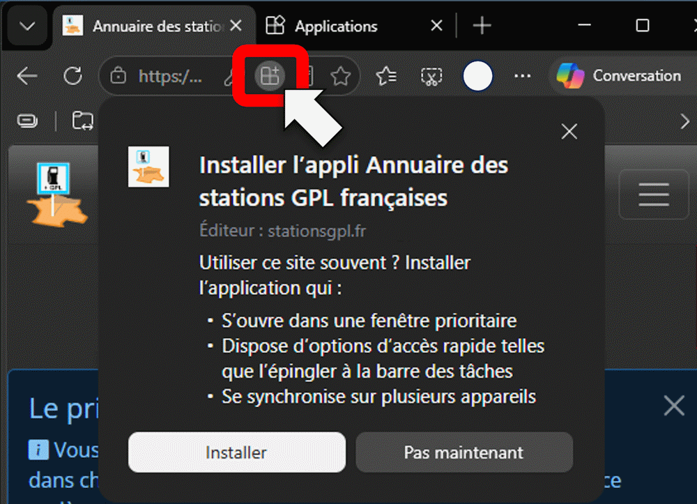 Installer avec Edge