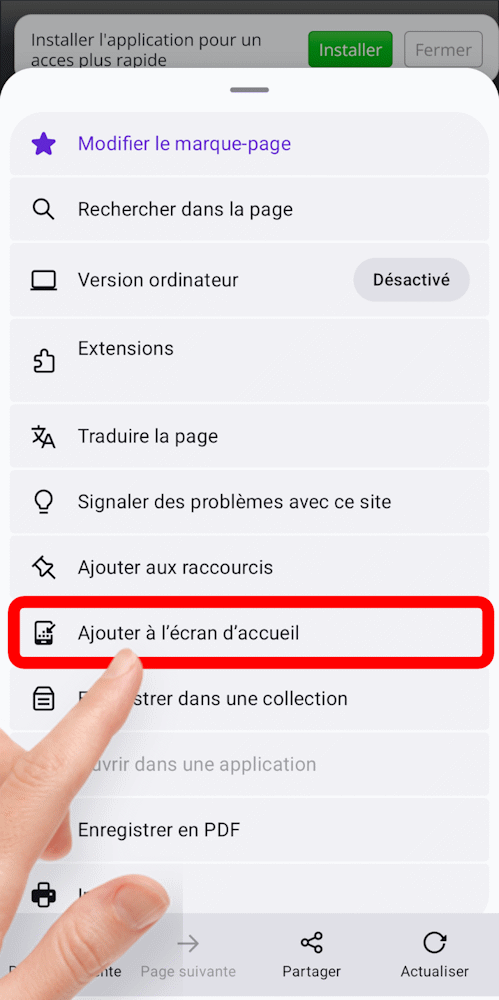Installer avec Firefox